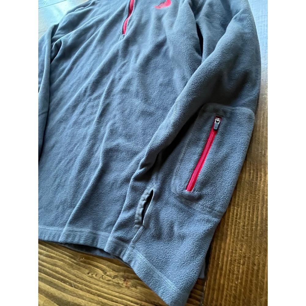The North Face Mens Gray Pink Quarter Zip Fleece Pullover Thumbhole Sleeve - Picture 2 of 7